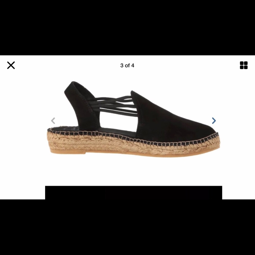 Toni Pons Naria Sandal Espadrille Black 8 1/2 New